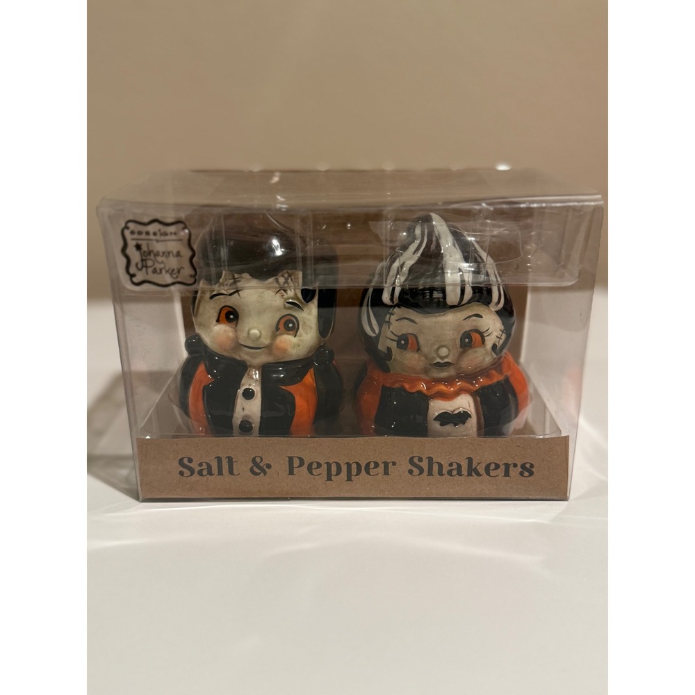 Johanna Parker Transpac Mr & Mrs Frank Halloween Salt & Pepper Shaker Set TH0049
